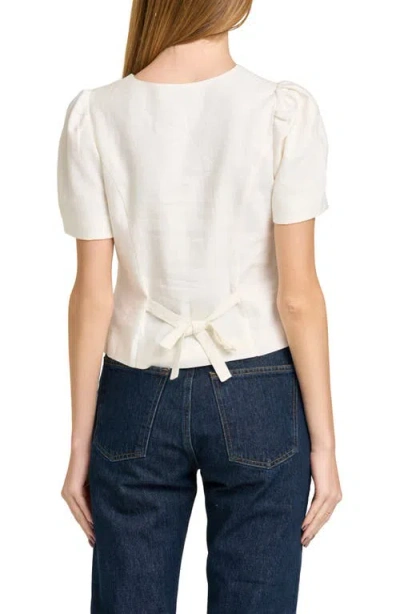 Wayf Blair Button Front Linen Blend Top In White