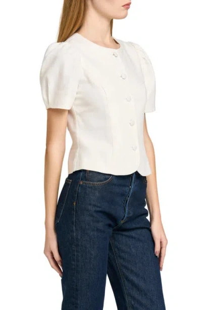 Wayf Blair Button Front Linen Blend Top In White