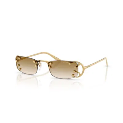 Prada 52mm Gradient Rectangular Sunglasses In Brown