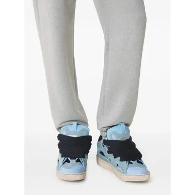 Lanvin Curb Oversized-laces Low-top Sneakers In Blue