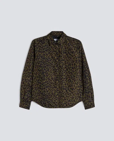 Aspesi Long Sleeve Collared Animal Print Shirt In Brown