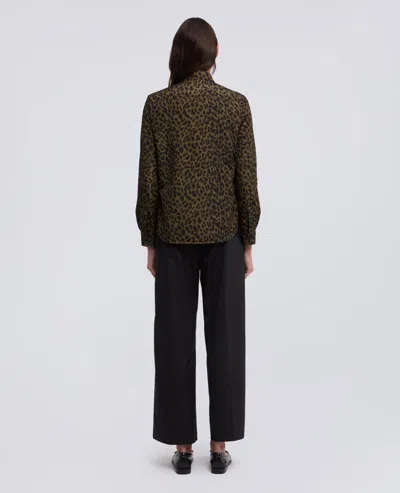 Aspesi Long Sleeve Collared Animal Print Shirt In Brown