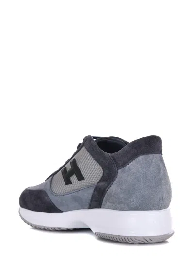 Hogan Interactive Sneakers In Suede And Smooth Leather With Technical Fabric Inserts In Blue