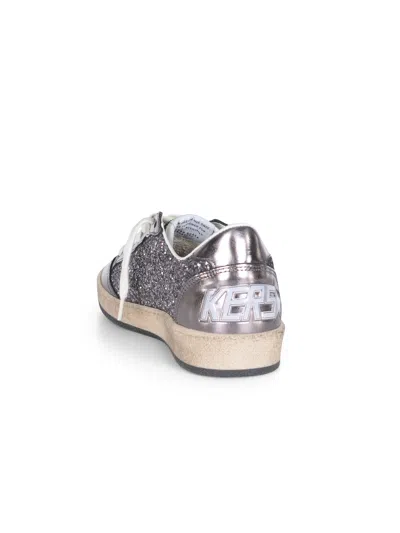 Golden Goose Deluxe Brand Women Ballstar Sneakers In Laminated Leather And Glitter In Gray