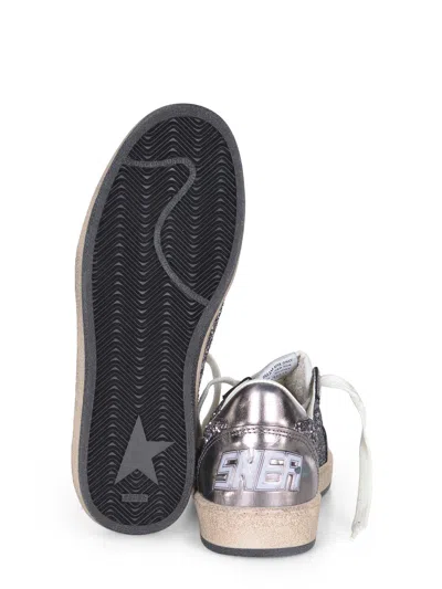 Golden Goose Deluxe Brand Women Ballstar Sneakers In Laminated Leather And Glitter In Gray