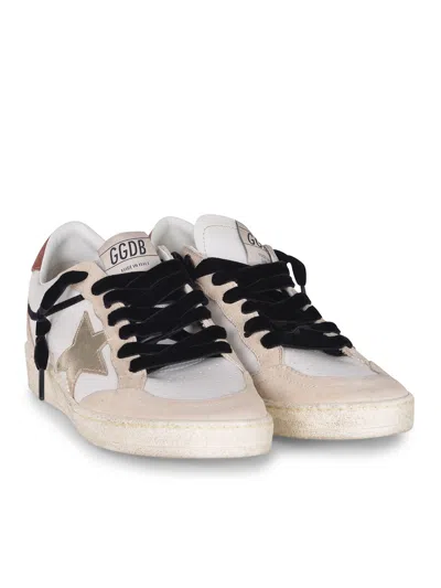 Golden Goose Ball Star Leather Upper Suede Toe And Spur Laminated Star Waxed Suede Heel Sneakers White