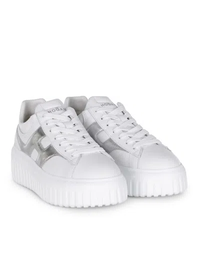 Hogan Women Silver H-stripes Leather Sneakers, 7.5 Luxury Sneakers For Women Darveys In White