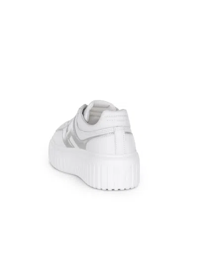 Hogan Women Silver H-stripes Leather Sneakers, 7.5 Luxury Sneakers For Women Darveys In White