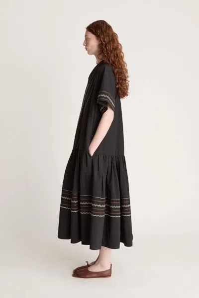 Lee Mathews Broderie-anglaise Drop-waist Dress In Black