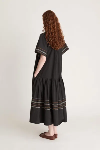 Lee Mathews Broderie-anglaise Drop-waist Dress In Black