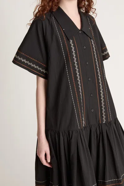 Lee Mathews Broderie-anglaise Drop-waist Dress In Black