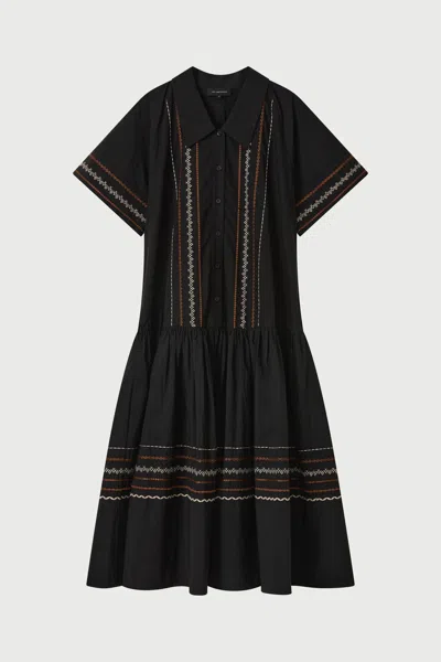 Lee Mathews Broderie-anglaise Drop-waist Dress In Black