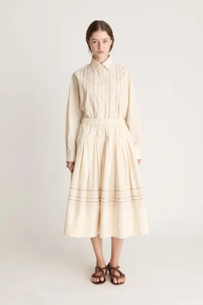 Lee Mathews Broderie-anglaise Pleated Skirt In Neutral