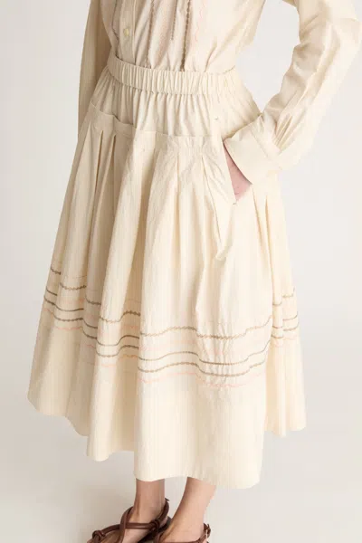 Lee Mathews Broderie-anglaise Pleated Skirt In Neutral