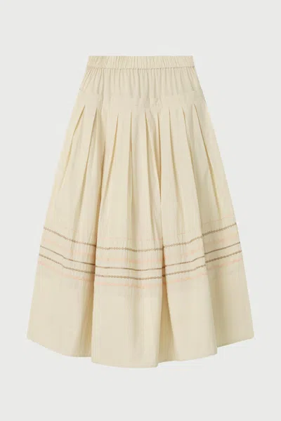 Lee Mathews Broderie-anglaise Pleated Skirt In Neutral
