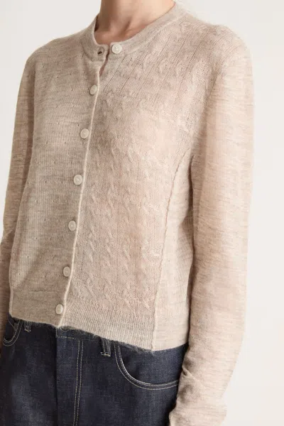 Lee Mathews Mila Contrast Cardigan In Neutral