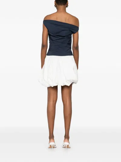 Simkhai Multicolor Salina Mini Dress With Boat Neckline And Bubble Skirt In Cotton Blend Woman In Blue