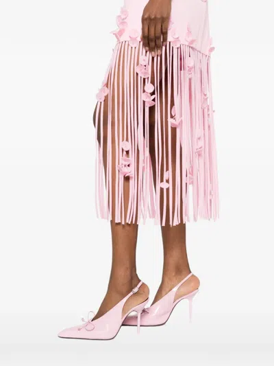 Simkhai Juliana Embellished Fringed Linen-blend Midi Dress In Pink