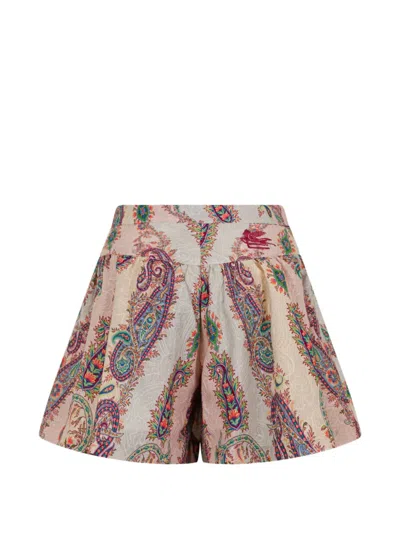 Etro Paisley-pattern Embroidered Shorts In Multi