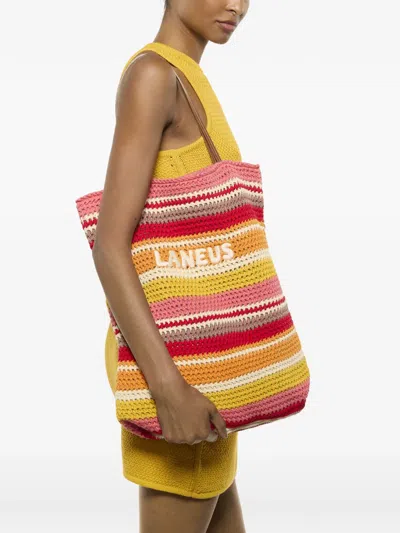 Laneus Striped-pattern Shoulder Bag In Red