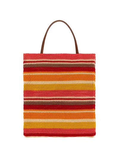 Laneus Striped-pattern Shoulder Bag In Red