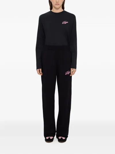 Msgm Logo Embroidered Track Pants In Black