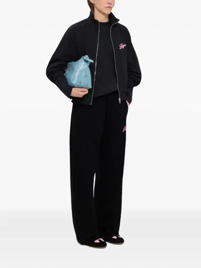 Msgm Logo Embroidered Track Pants In Black