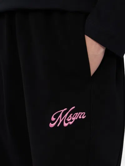 Msgm Logo Embroidered Track Pants In Black