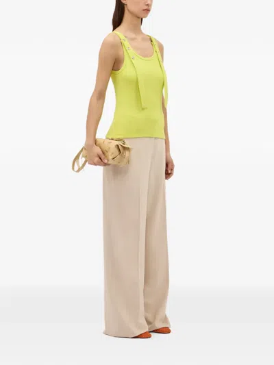 Msgm Pearl Tie Strap Top In Green
