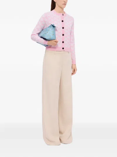 Msgm Button Pattern Cardigan In Pink