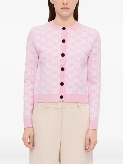 Msgm Button Pattern Cardigan In Pink