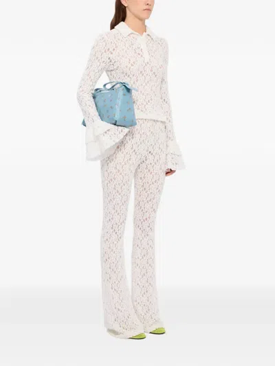 Msgm Lace Flared Trousers In White