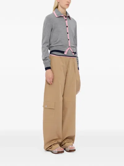 Msgm Buttoned Polo Shirt In Gray