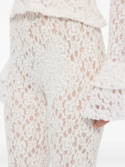 Msgm Lace Flared Trousers In White