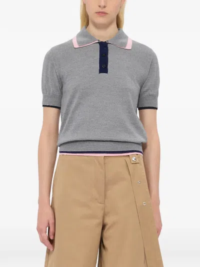 Msgm Buttoned Polo Shirt In Gray