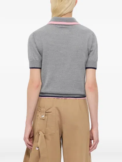 Msgm Buttoned Polo Shirt In Gray
