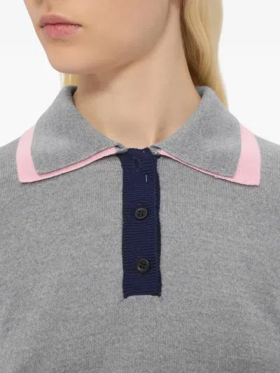Msgm Buttoned Polo Shirt In Gray
