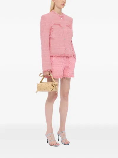 Msgm Frayed Jacket In Pink