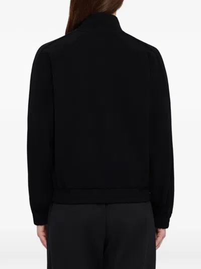 Msgm Embroidered Zip Sweatshirt In Black