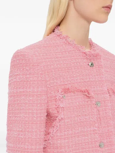 Msgm Frayed Jacket In Pink