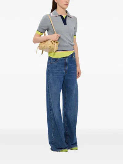 Msgm Buttoned Wide-leg Jeans In Blue