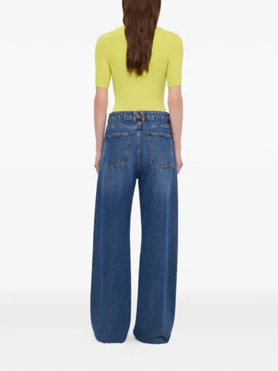 Msgm Buttoned Wide-leg Jeans In Blue