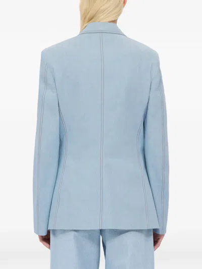Msgm Topstitch Pocket Denim Jacket In Blue