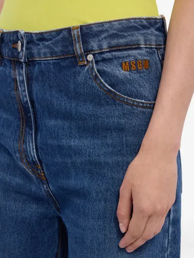 Msgm Buttoned Wide-leg Jeans In Blue