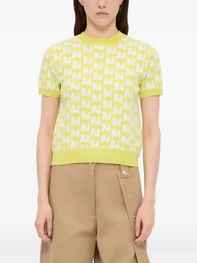 Msgm Patterned Knitted Top In Multi