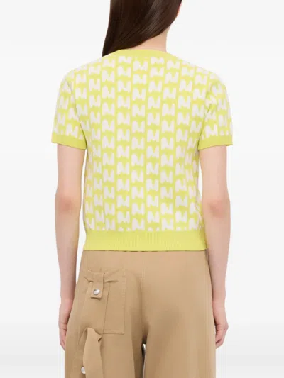 Msgm Patterned Knitted Top In Multi