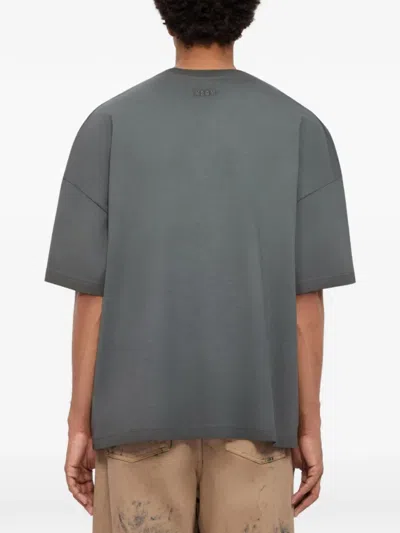 Msgm Rhinestone T-shirt In Gray