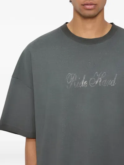 Msgm Rhinestone T-shirt In Gray