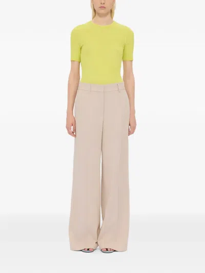Msgm Wide Leg Trousers In Beige Cotton In Neutral