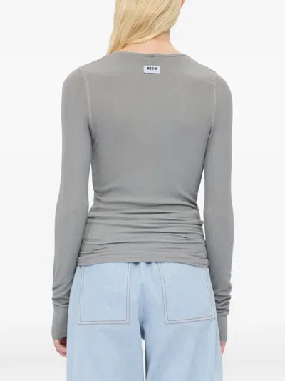 Msgm Long-sleeve Top In Gray